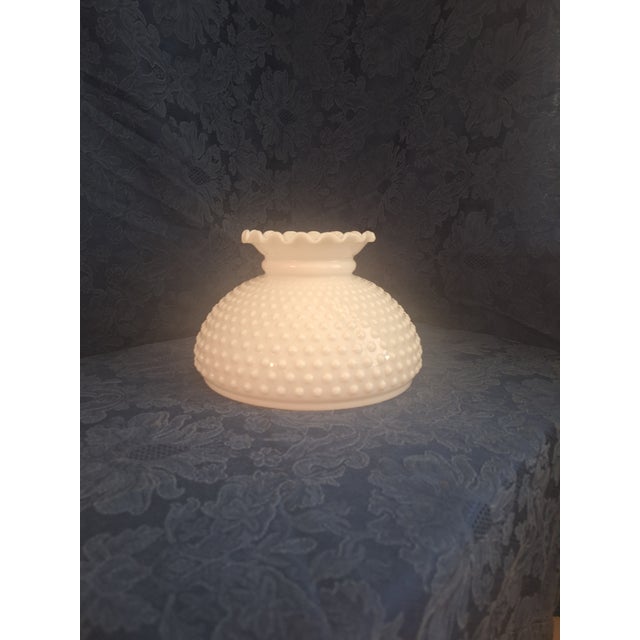 Victorian Mid 20th Century White Hobnail Milk Glass Hurricane Globe (10" Fitter) For Sale - Image 3 of 8