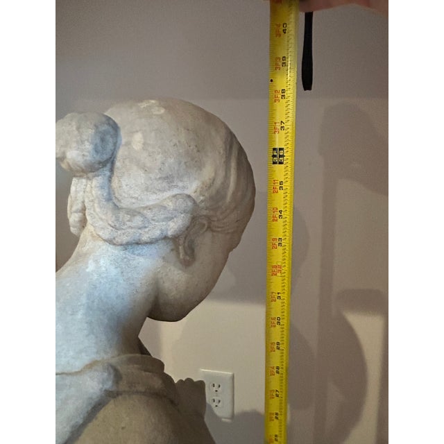 Emil Wolff Carved Marble Child Young Girl Flower 1800s Sculpture For Sale - Image 13 of 13