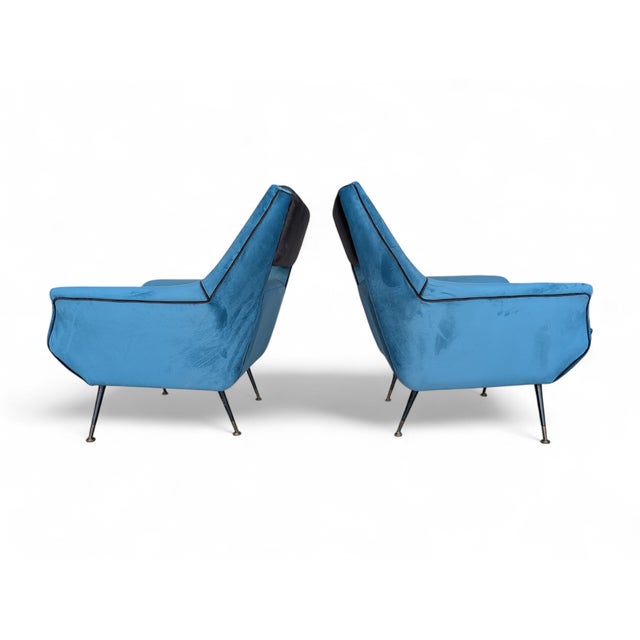 Velvet Armchairs, 1960s, Set of 2 For Sale - Image 4 of 9