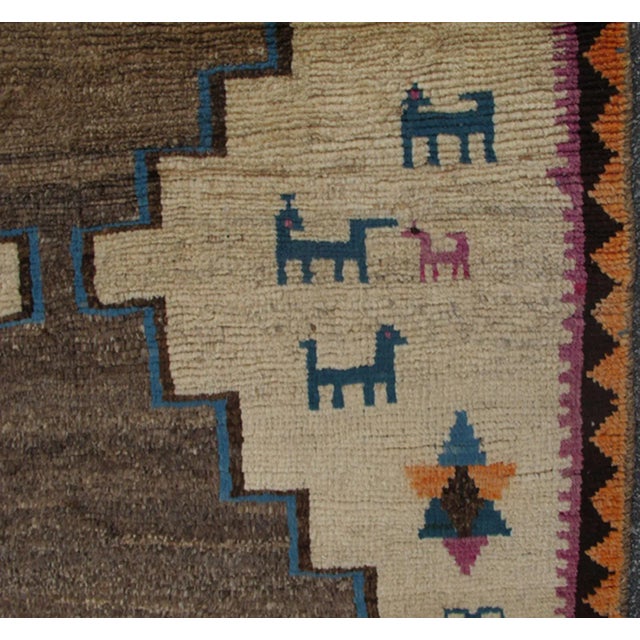 Keivan Woven Arts-From Southern Persia, Gabbeh vintage rug with medallions in brown, cream, red, blue and green, rug ,...
