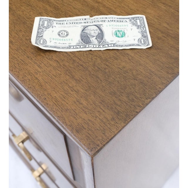 Pair of Gibbings Widdicomb Solid Brass Ring Drop Pulls Bachelor Chests Dressers For Sale - Image 4 of 18