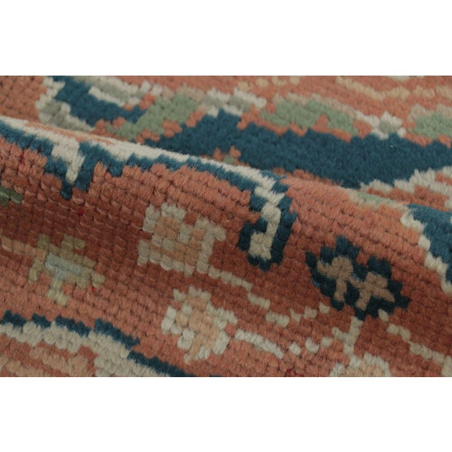 Vintage European Rug in Orange, Blue and Ivory Geometric Pattern - Rug & Kilim For Sale In New York - Image 6 of 7