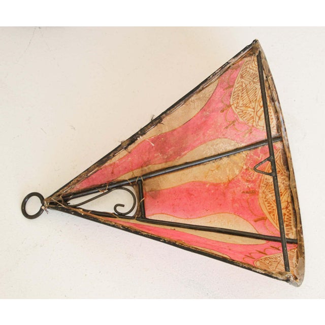 Metal Handcrafted Moroccan Tribal Art Wall Sconce, Hide & Iron, 1980s Design For Sale - Image 7 of 8