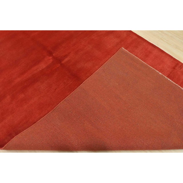 Solid Red Rug 6’3” X 10’5” Wool Contemporary Hand-Knotted Carpet For Sale - Image 12 of 13