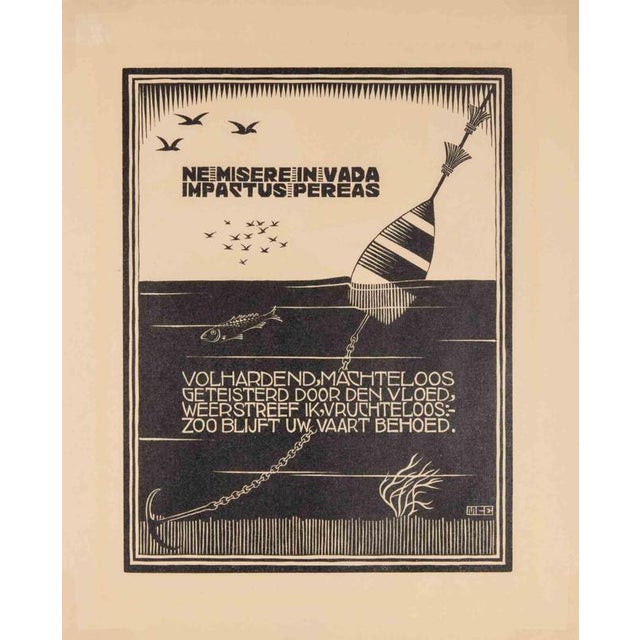 Maurits Cornelis Escher, Buoy, 1931, Woodcut Print For Sale