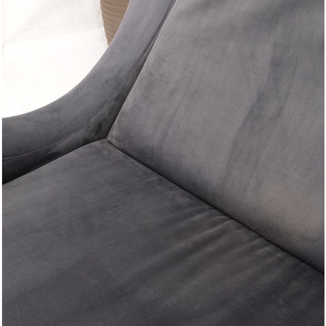 Metal Pair Italian Mid-Century Modern Brass Legs Grey Arm Lounge Chairs For Sale - Image 7 of 17