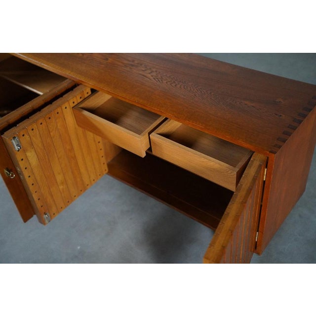 Brown Slatted Teak Sideboard, Germany, 1970s For Sale - Image 8 of 18