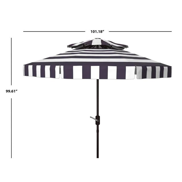 Contemporary Elsa Fashn 9 Ft Double Top Umbrella - Navy/White For Sale - Image 3 of 4