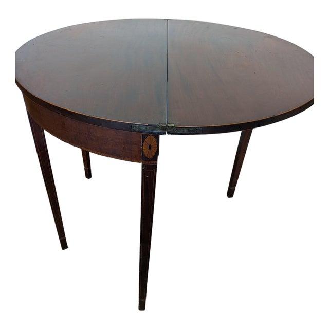 Early 19th Century George III Inlaid Demi Lune Table For Sale