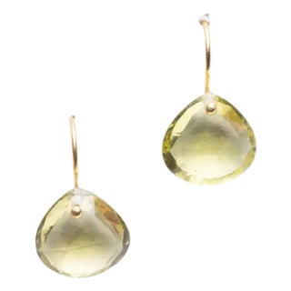 Lemon Quartz and 18k Gold Drop Earrings For Sale