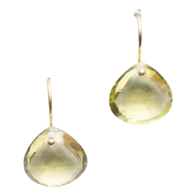 Lemon Quartz and 18k Gold Drop Earrings For Sale
