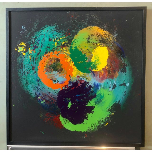 Black Charles Clough Abstract Expressionist Oil Enamel Painting, 1989 For Sale - Image 8 of 10