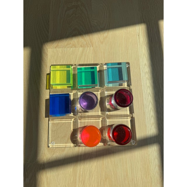 1980s 1980s Postmodern Multicolor Lucite Tic-Tac-Toe Game Set For Sale - Image 5 of 6