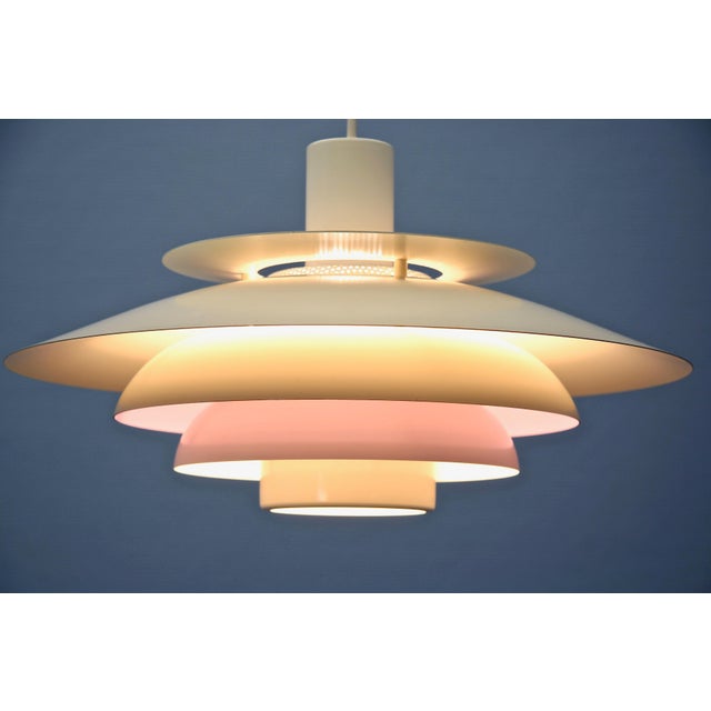 Danish Hanging Lamp in White with Lilac Accent, 1980s For Sale - Image 3 of 7