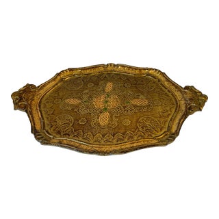Vintage Gold Gilt Wood Italian Tray For Sale