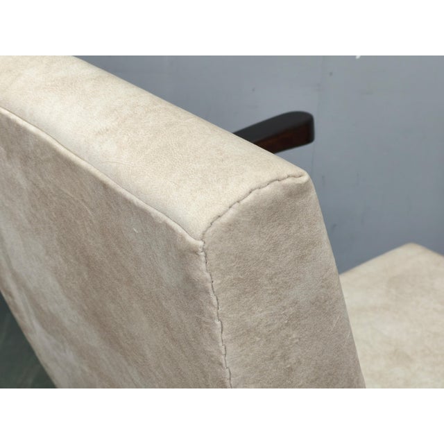 Mid-Century Cream Velvet Lounge Chair, Former Czechoslovakia, 1960s For Sale - Image 12 of 14