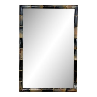 Currey & Co. Modern Faux Black Horn Wall Mirror For Sale