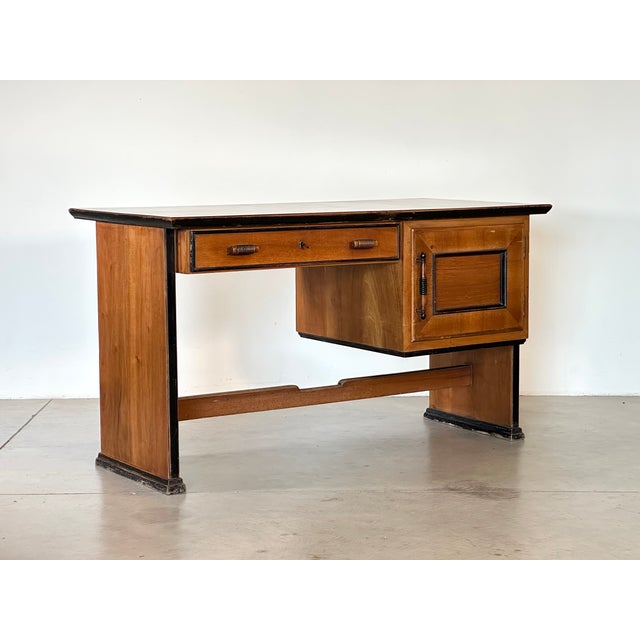 Art Deco Walnut Desk, 1940s For Sale - Image 15 of 15