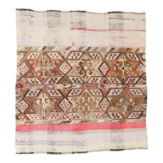 Small Vintage Decorative Kilim Rug - 4`5″ X 4`6″ For Sale