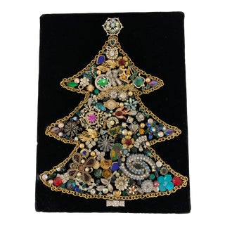 2000s Hand Crafted Jeweled Christmas Tree Art For Sale