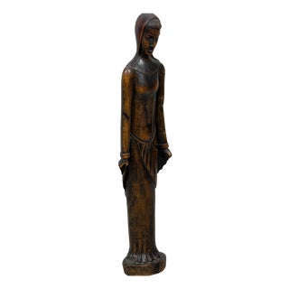 Vintage African Carved Wood Madonna Statue, 20th Century For Sale