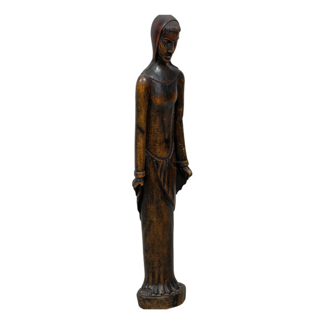 Vintage African Carved Wood Madonna Statue, 20th Century For Sale