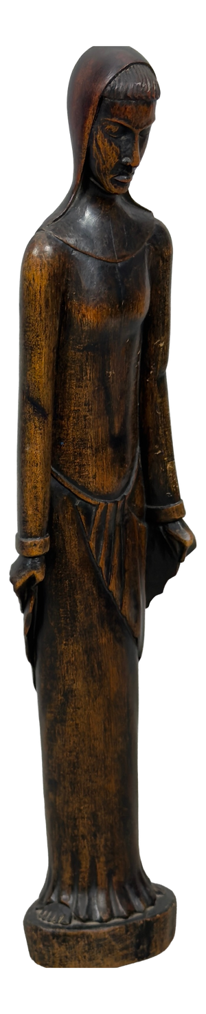 Vintage African Carved Wood Madonna Statue, 20th Century