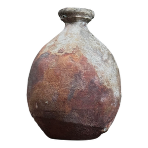 Vintage Japanese Minimalist Wood Fired Clay Bud Vase/Jar