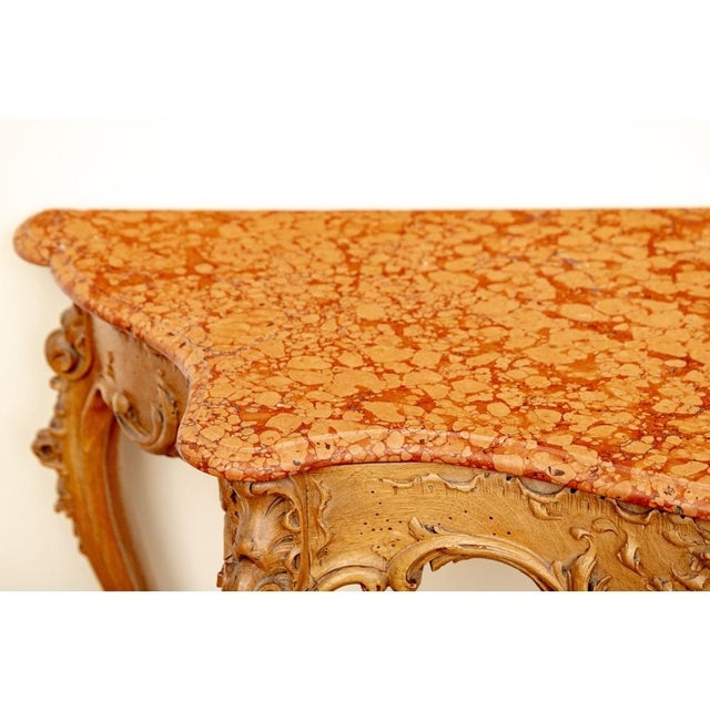 Mid 20th Century Extraordinary Louis XV Style Rossa Verona Marble Top Console Table For Sale - Image 9 of 10