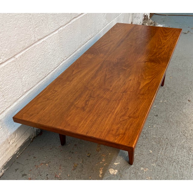 Wood Mid-Century Walnut Coffee Table Attributed to Jens Risom For Sale - Image 7 of 17