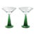 Vintage Martini/Cocktail Glasses With Etched Design and Green Stems - A Pair For Sale