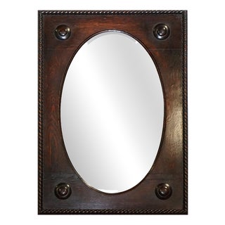 Antique English Arts & Crafts Oak Wall Mirror For Sale