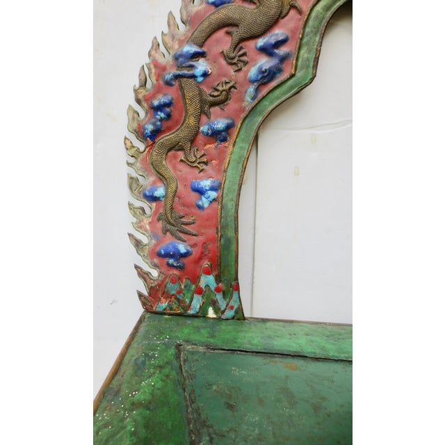 Brick Red Buddhist Enamel Image Stand Circa 19/20th For Sale - Image 8 of 14