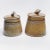 Mid-Century California Studio Pottery Lidded Jars with Sculptural Finial, a Pair Ceramic Jars in beautiful glazes in...