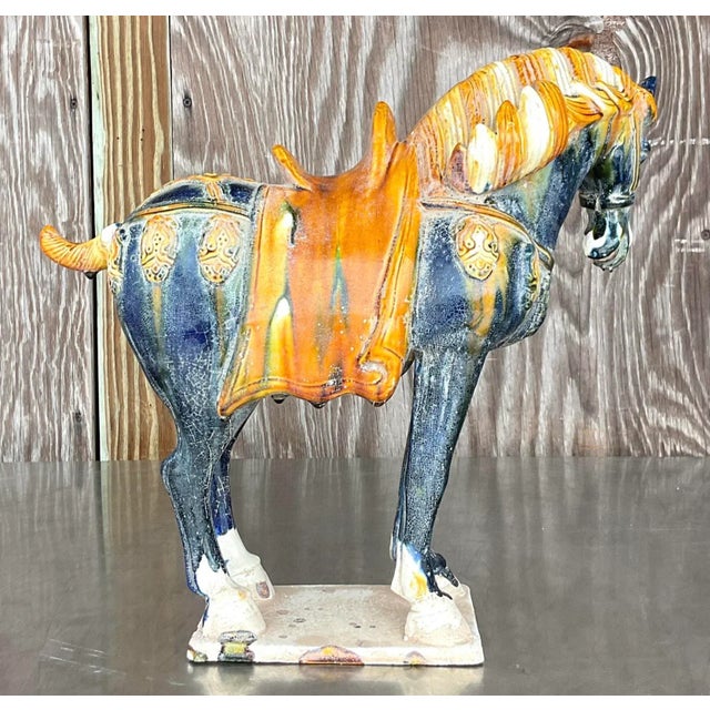 Vintage Asian Glazed Ceramic Tang Horse For Sale - Image 4 of 7