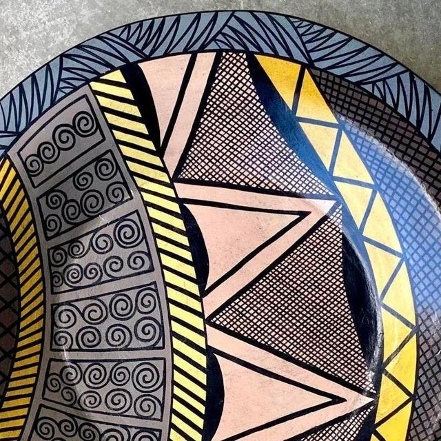 Vintage Postmodern Hand Painted Charger For Sale - Image 13 of 13