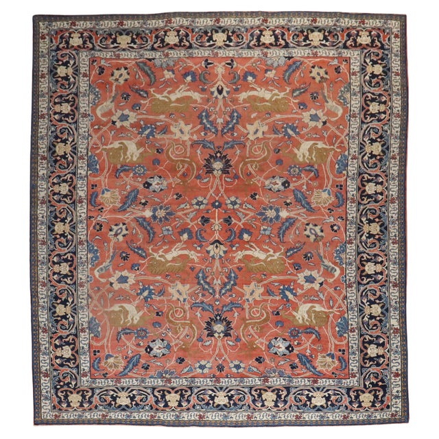 Early 20th Century Persian Tabriz Hunting Animal Pictorial Rug For Sale - Image 15 of 18