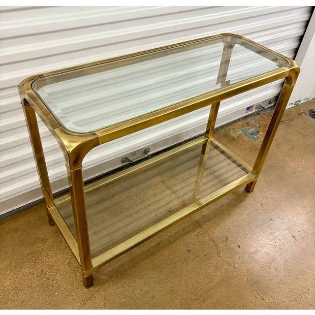 Metal Vintage Brass Console Table After Mastercraft For Sale - Image 7 of 10