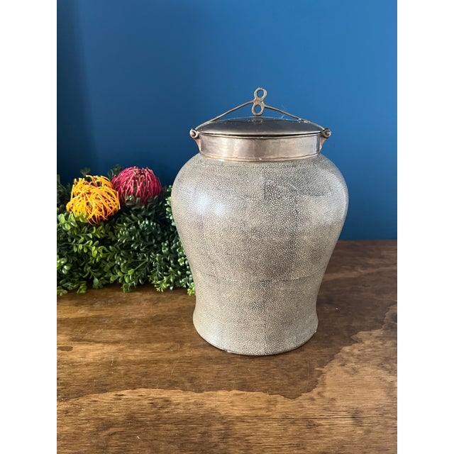 1980s Tozai Faux Shagreen Porcelain & Bronze Ginger Jar For Sale - Image 10 of 12