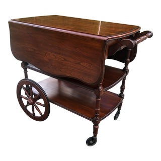 Vintage Pennsylvania House Cherry Drop Leaf Bar Cart For Sale