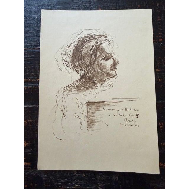 1949 Dimitrie Berea Sketch of Famous Mid- Century of German Classical Pianist Wilhelm Kempff For Sale - Image 4 of 4