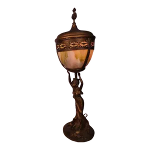 Art Nouveau Spelter Zinc Boudoir Table/Pedestal Lamp 1915-1920