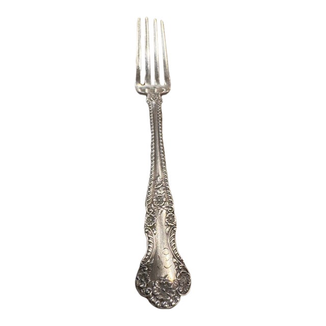 Antique Gorham "Cambridge" Sterling Silver Fork 7" Monogram "N" For Sale