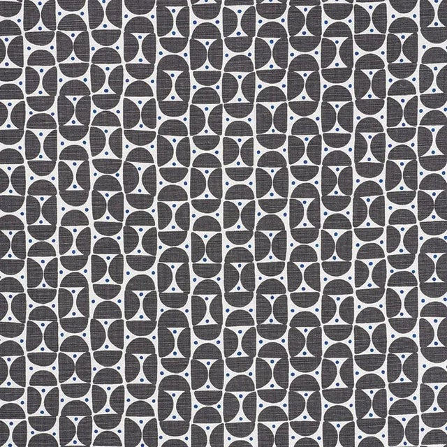 Schumacher Mezza Luna Fabric in Black For Sale
