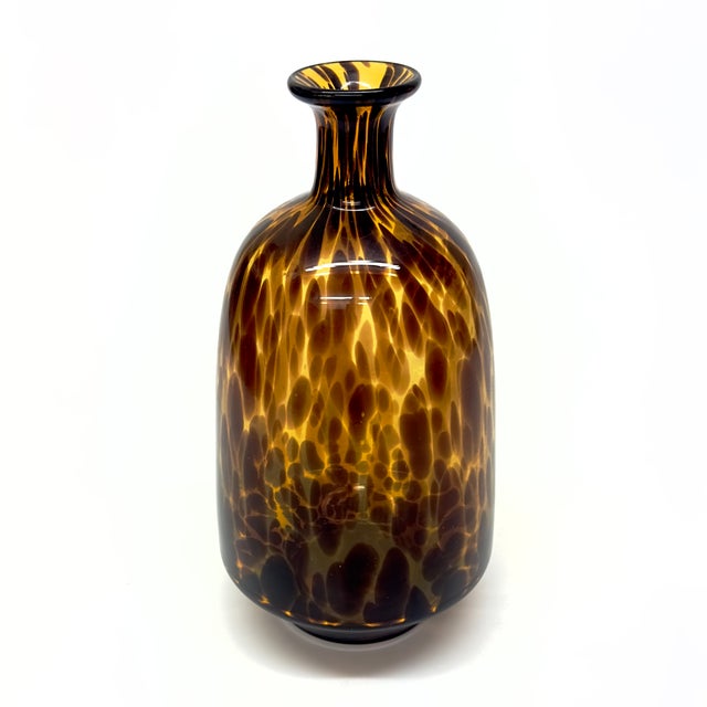Mid 20th Century Chocolate & Honey Tortoiseshell Decorative Glass Vessel Curation - Group of 5 For Sale - Image 5 of 14