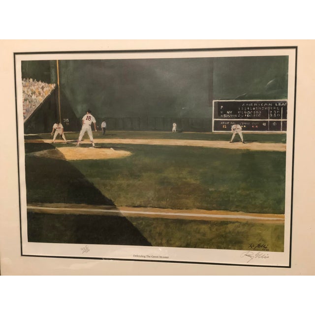 Wood 1980s Ray Ellis Signed Limited Edition Print "Defending the Green Monster", Framed For Sale - Image 7 of 10