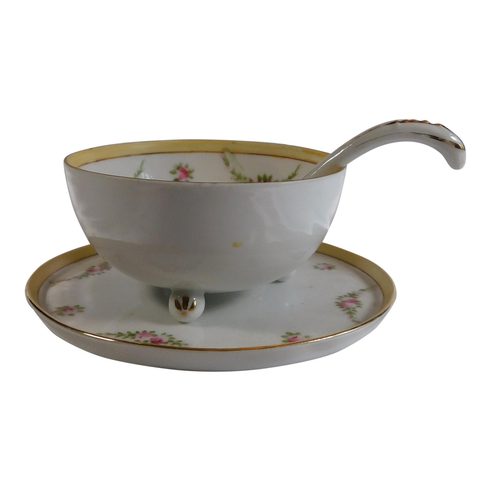 1960s 3-Piece Nippon Noritake Plate, Footed Bowl and Ladle Set