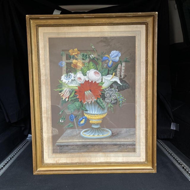 Still Life Bouquet of Flowers, Gouache on Paper, 1830s For Sale - Image 16 of 18