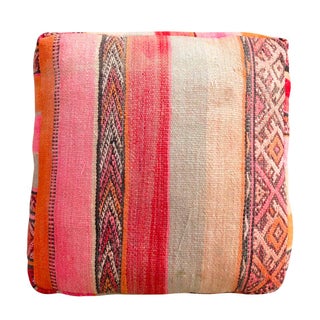 Pink Striped Moroccan Floor Pillow For Sale