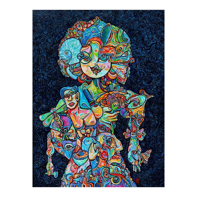 Alexander Arshansky Cubist Painting, "Spell of a Dragonfly" For Sale